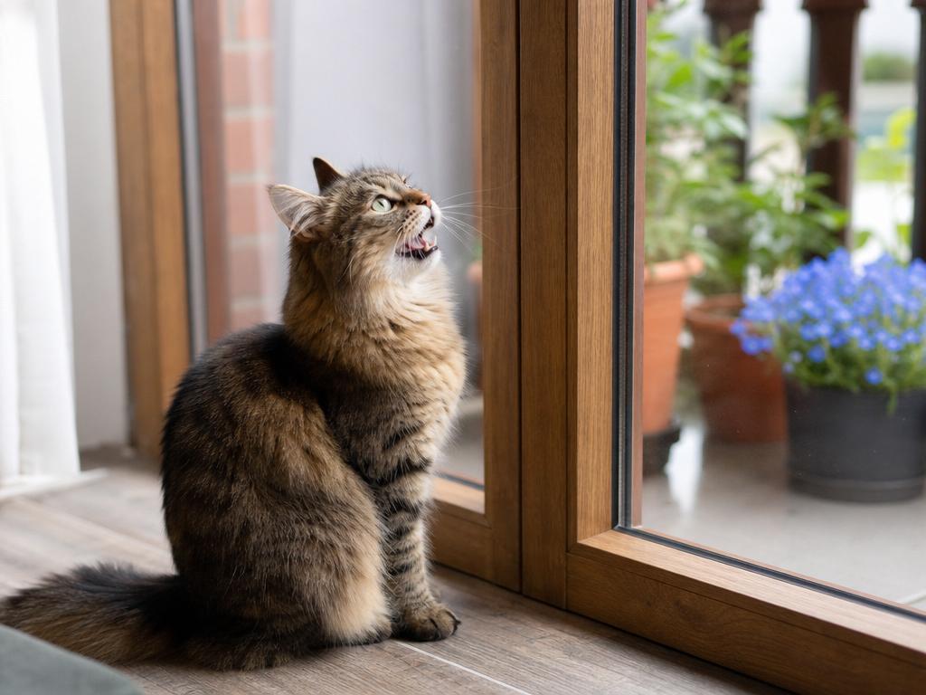 Proč kočka „kňourá“ u dveří na balkon