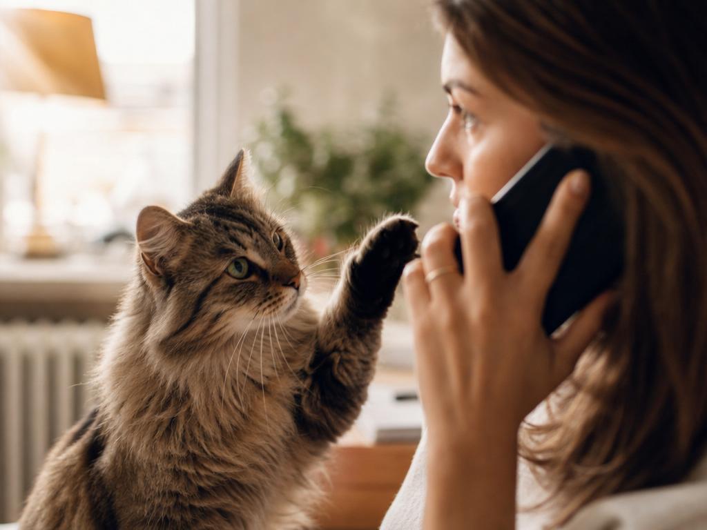 Proč kočka vyžaduje pozornost právě když telefonujete
